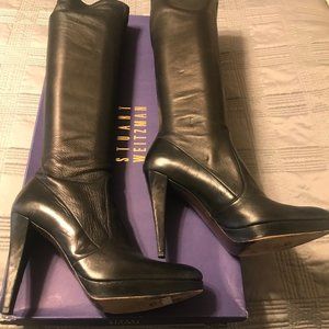 Stuart Weitzman Black Napa Leather knee high boots